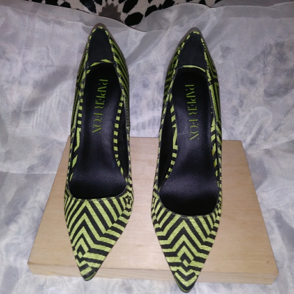 Paper Fox Green Striped pumps